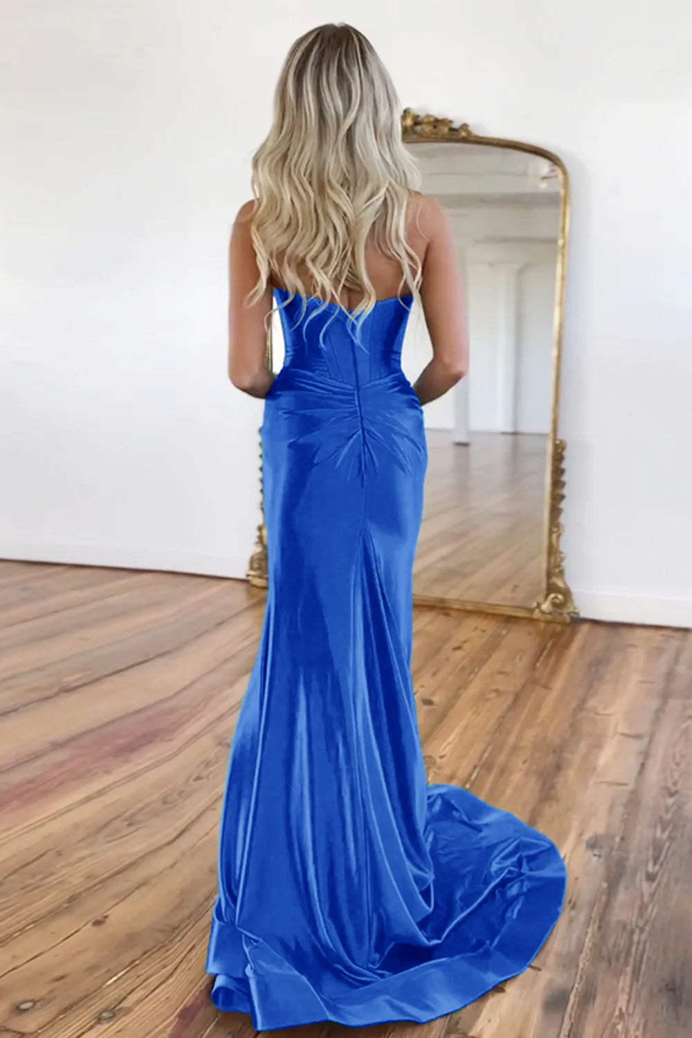 Green Gorgeous Mermaid Sweetheart Satin Prom Dress With Split