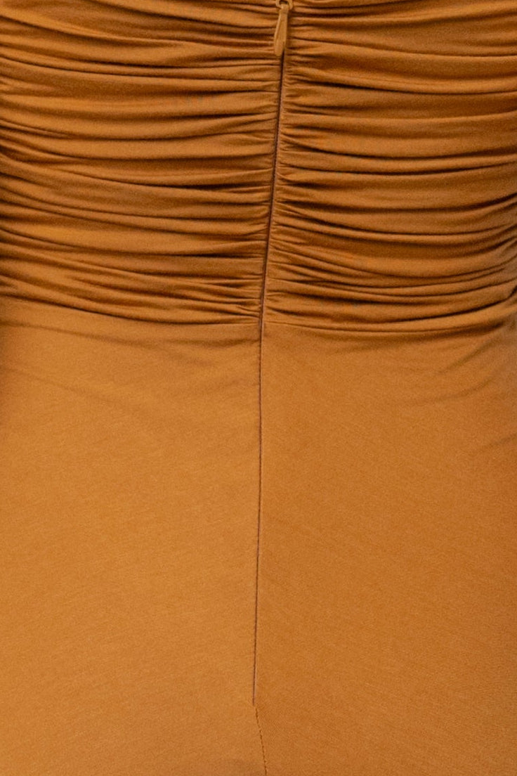 Strapless Cut Out Ruched Drape Front Bodycon Maxi Dress 8