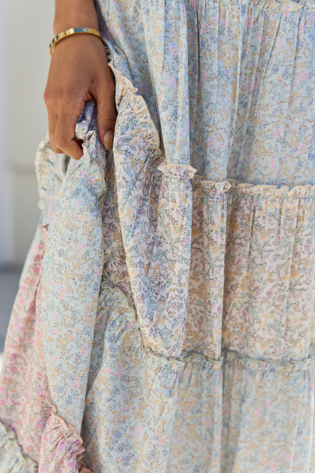 Paisley Print Smocked Bodice Tie Strap Tiered Maxi Dress 5