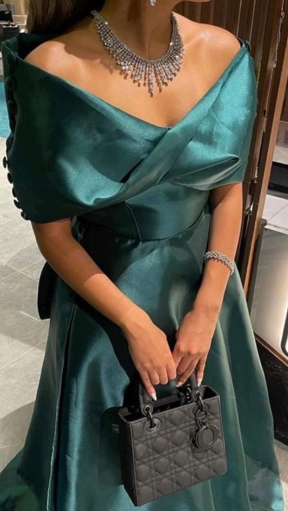 Charming Off The Shoulder Satin Evening Dress cc910