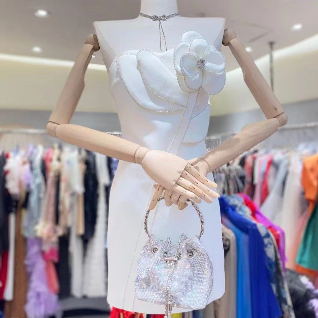 Rhinestone Floral Embellished Mini Dress