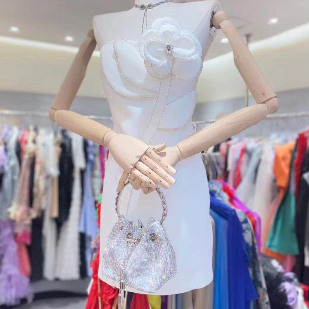 Rhinestone Floral Embellished Mini Dress