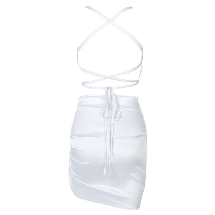 Satin Cowl Neck Spaghetti Strap Ruched Side Gathered Asymmetric Hem Bodycon Mini Dress