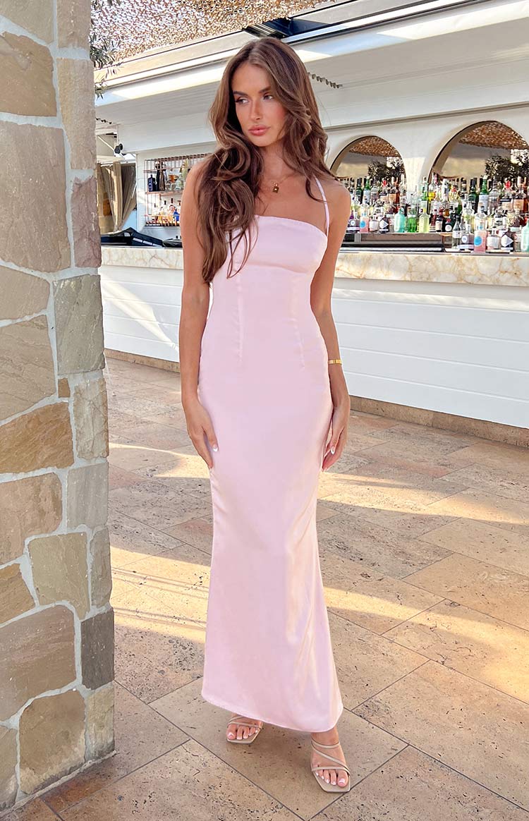 Satin Cross Back Bow Open Back Bodycon Maxi Dress 9