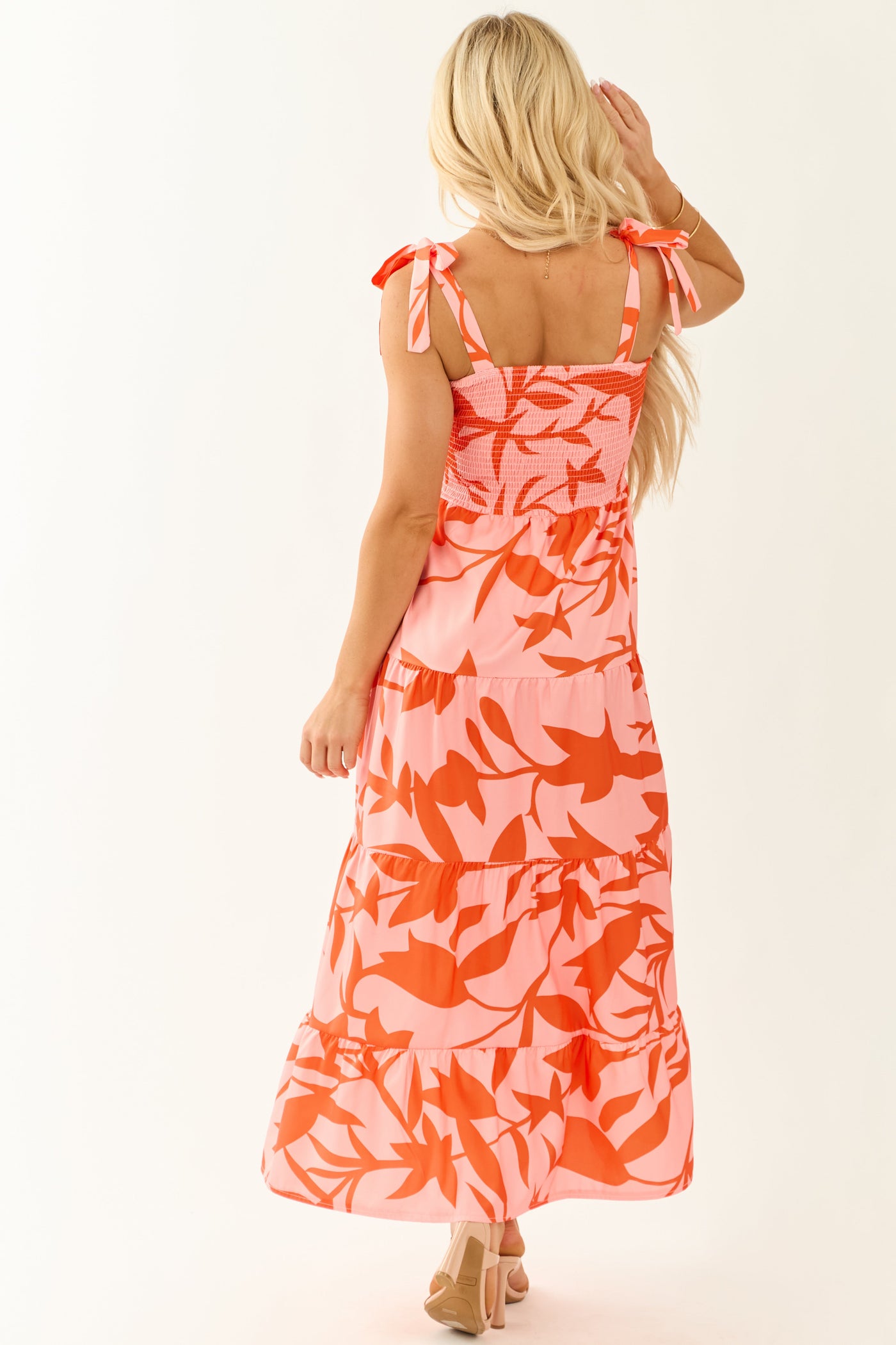 Floral Print Square Neck Smocked Tiered Midi Dress 5