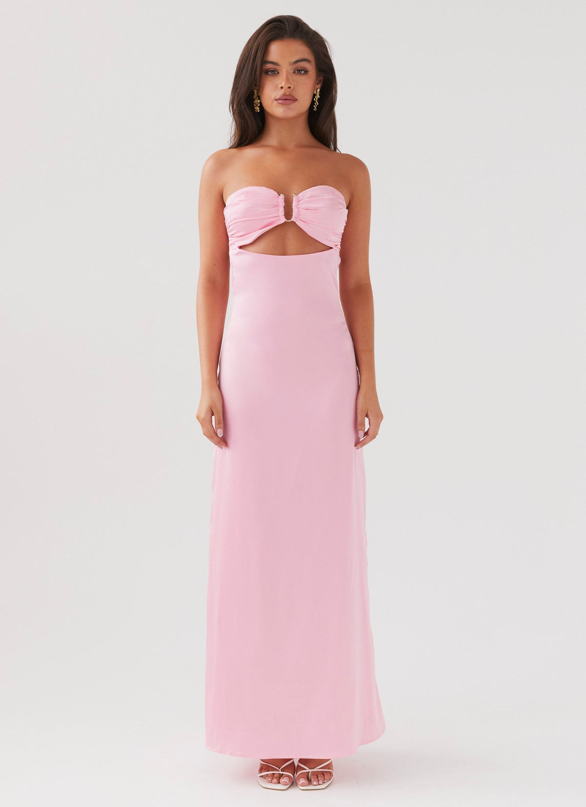 Floral Strapless Cut Out Maxi Dress Summer 5