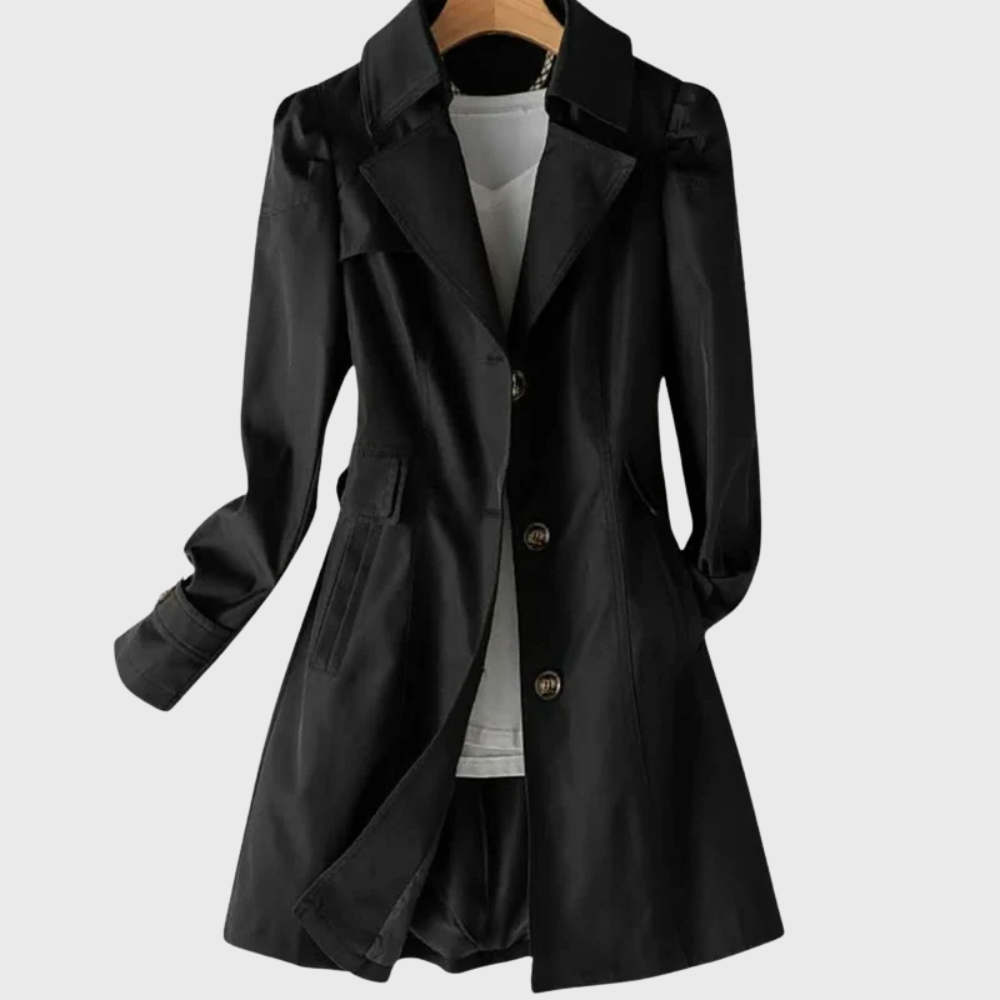 Notch Lapel Single Breasted Belted Trench Coat