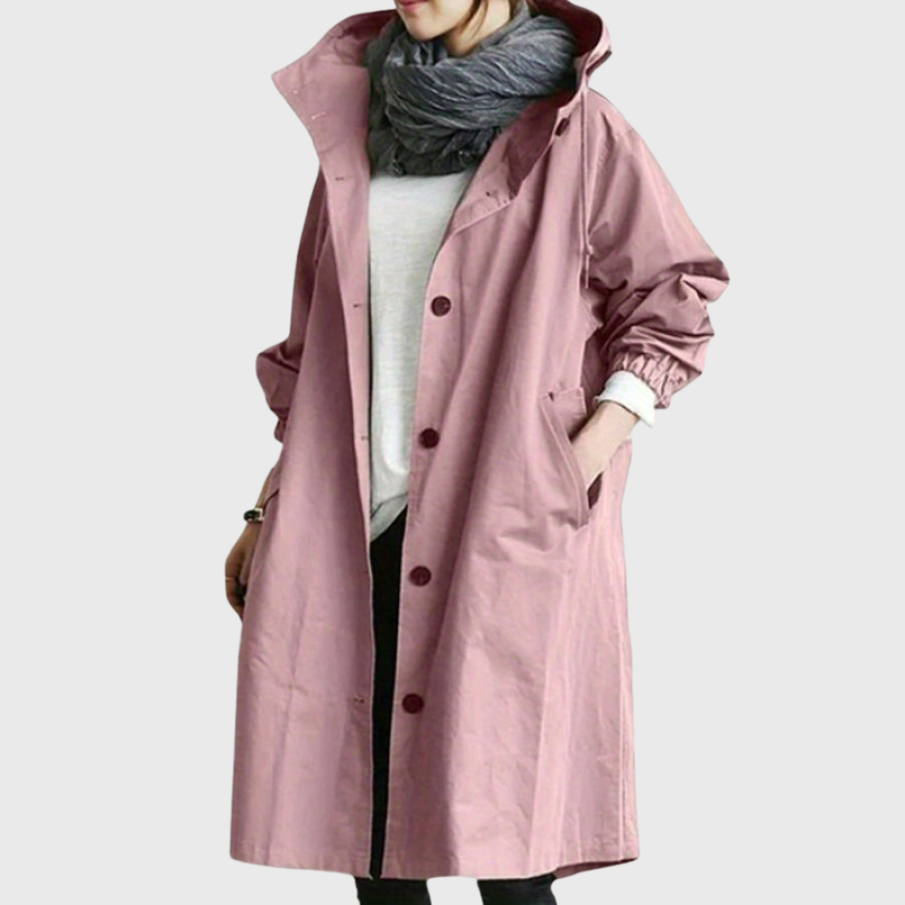 Hooded Snap Front Longline Trench Coat