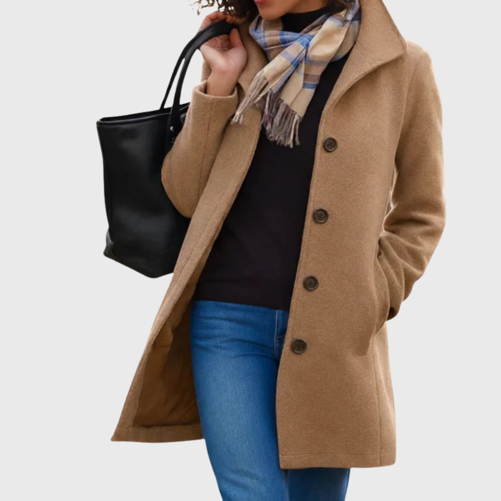 Single Breasted Lapel Mid Length Coat