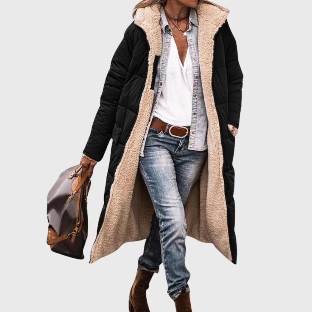 Reversible Sherpa Lined Longline Puffer Coat