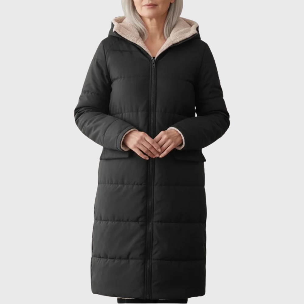 Reversible Sherpa Lined Longline Puffer Coat