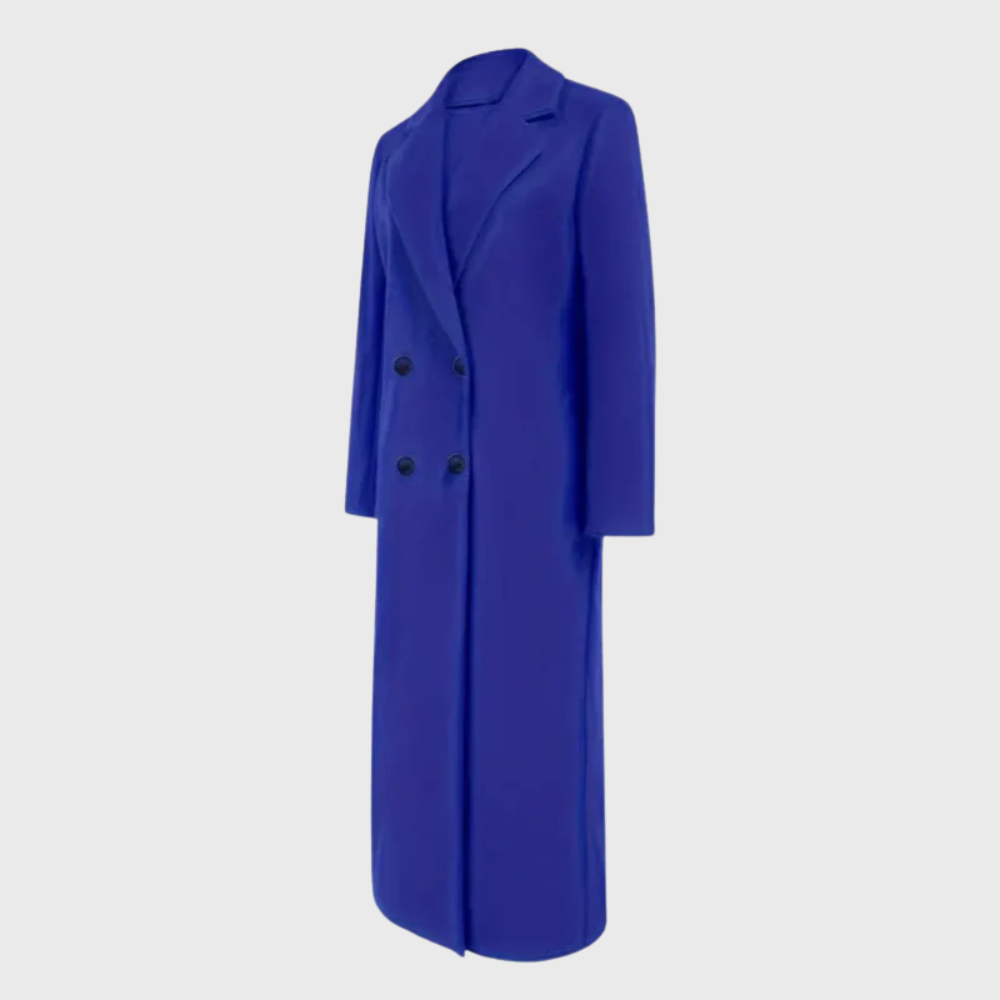 Double Breasted Notch Lapel Longline Coat