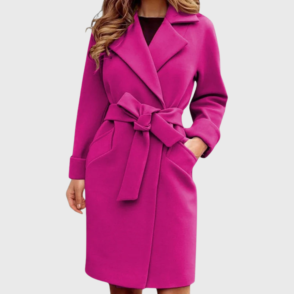 Notch Lapel Belted Longline Coat