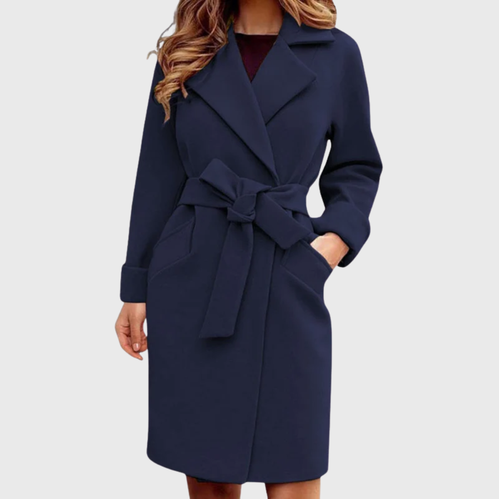 Notch Lapel Belted Longline Coat