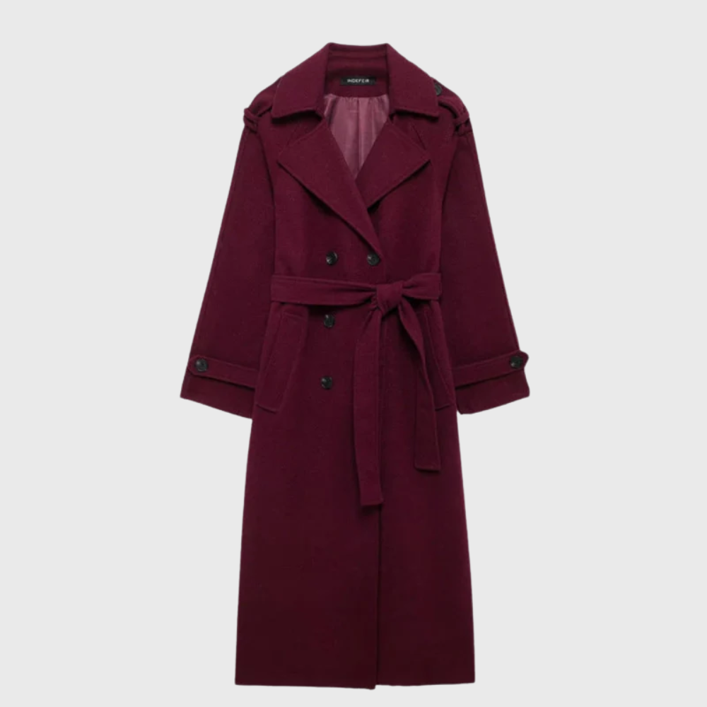 Double Breasted Belted Longline Trench Coat