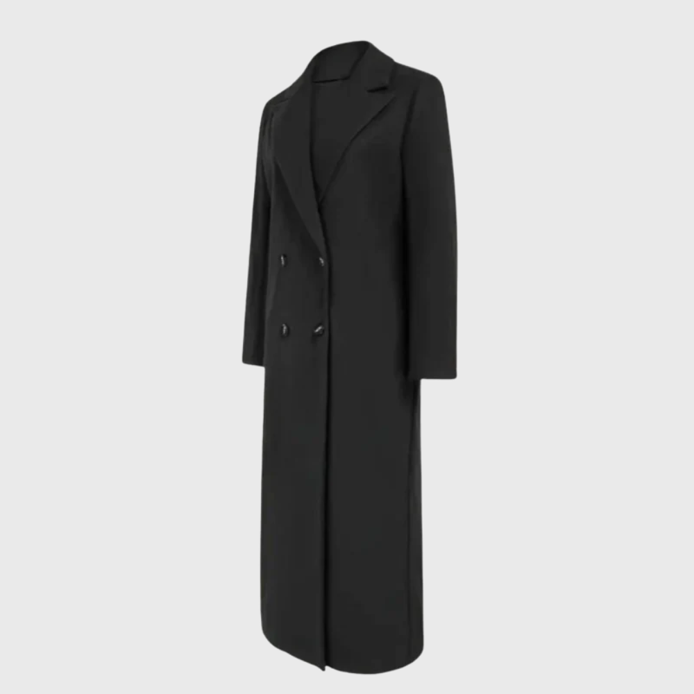 Double Breasted Notch Lapel Longline Coat