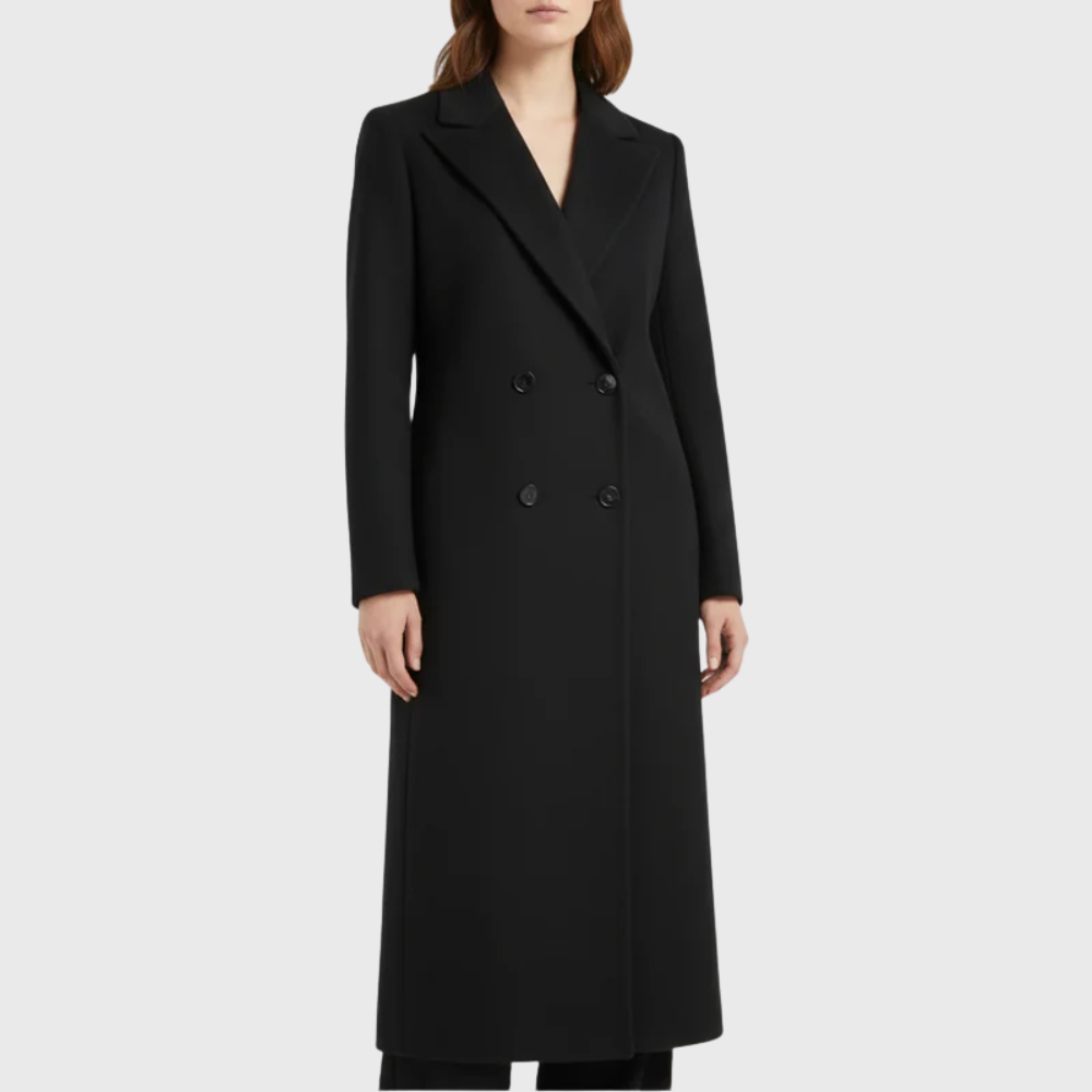Double Breasted Notch Lapel Longline Coat