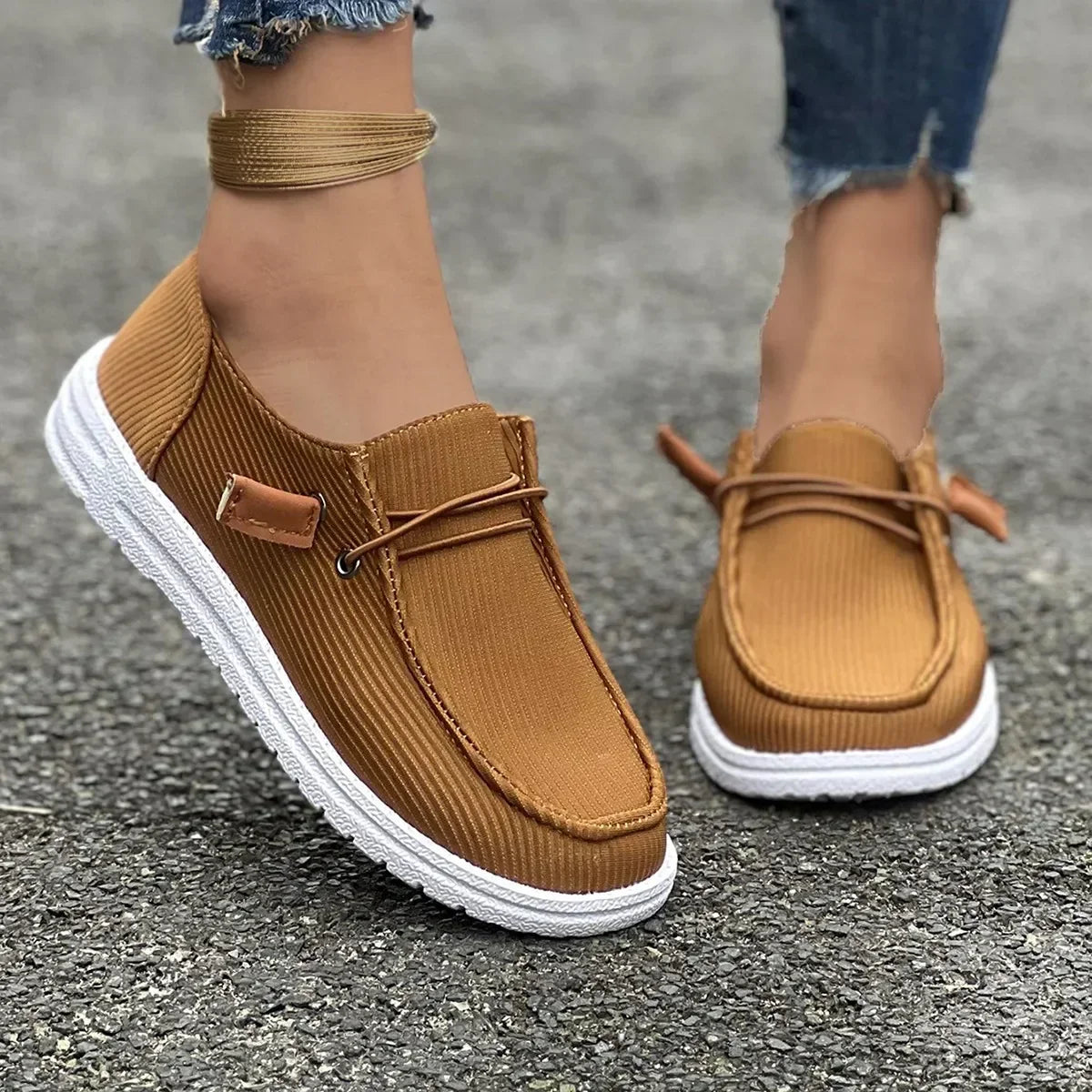 AntiSlip Flat Casual Walking Spring Autumn Round Toe Plus Size Flats Loafers