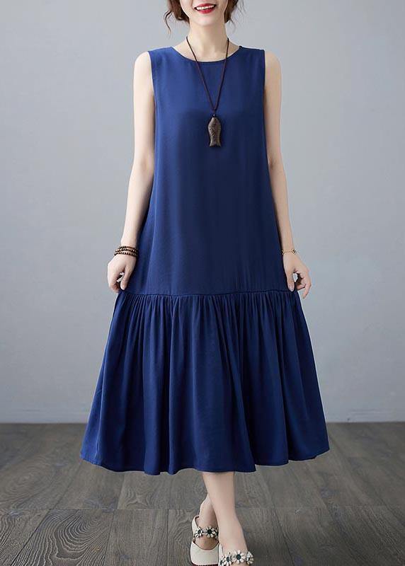 Plus Size Blue Ruffles A Line Summer Robe Dresses