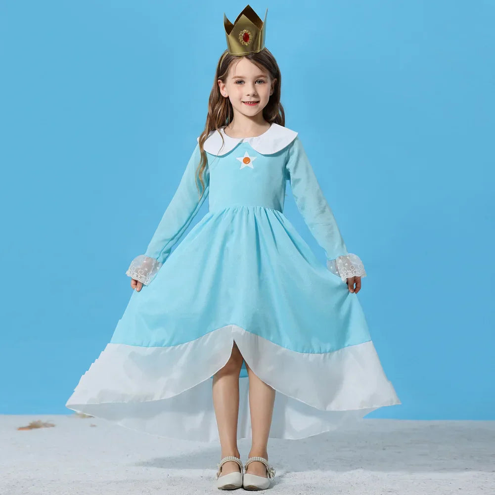 Princess Cosplay Peach Dress Accessories Halloween Role Play Carnival Birthday Kid Costume