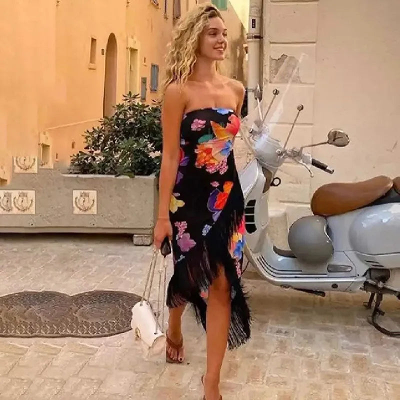 Backless Off-the-Shoulder Floral Maxi Dress