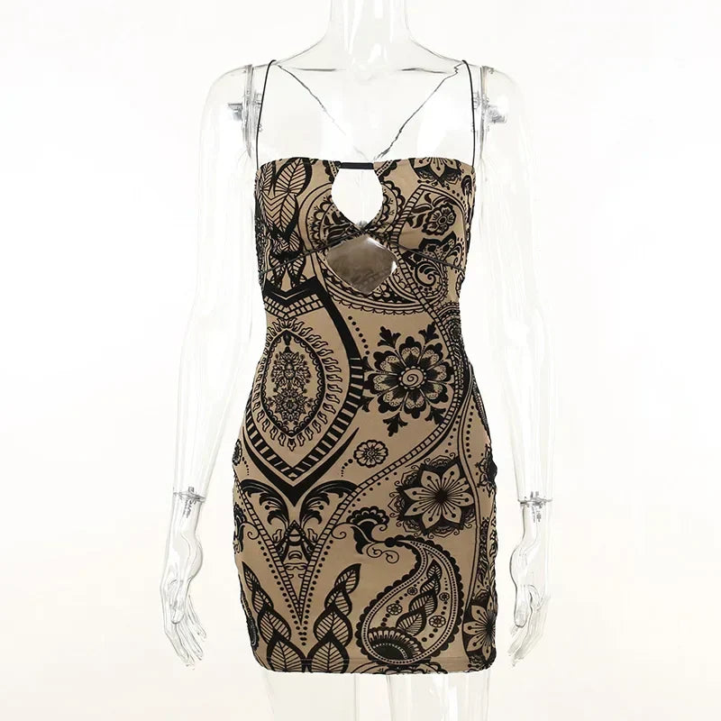 Backless Bodycon Floral Mini Dress