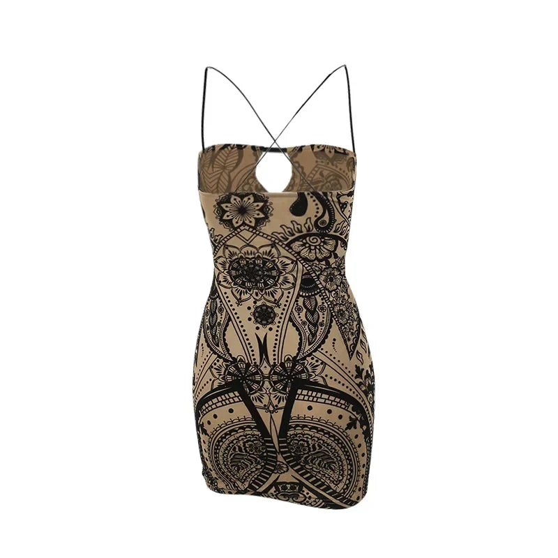 Backless Bodycon Floral Mini Dress