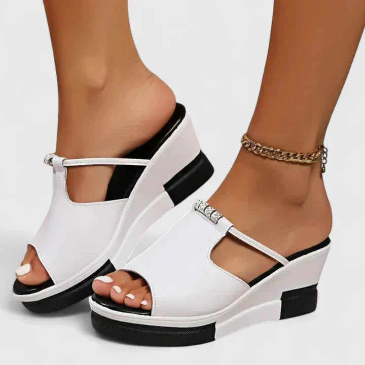 Open Toe T-Strap Wedge Platform Mules 5