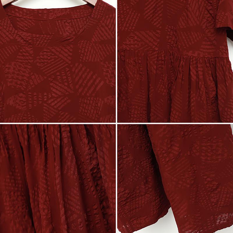 Pure Color Wrinkled Texture Pleated Dress