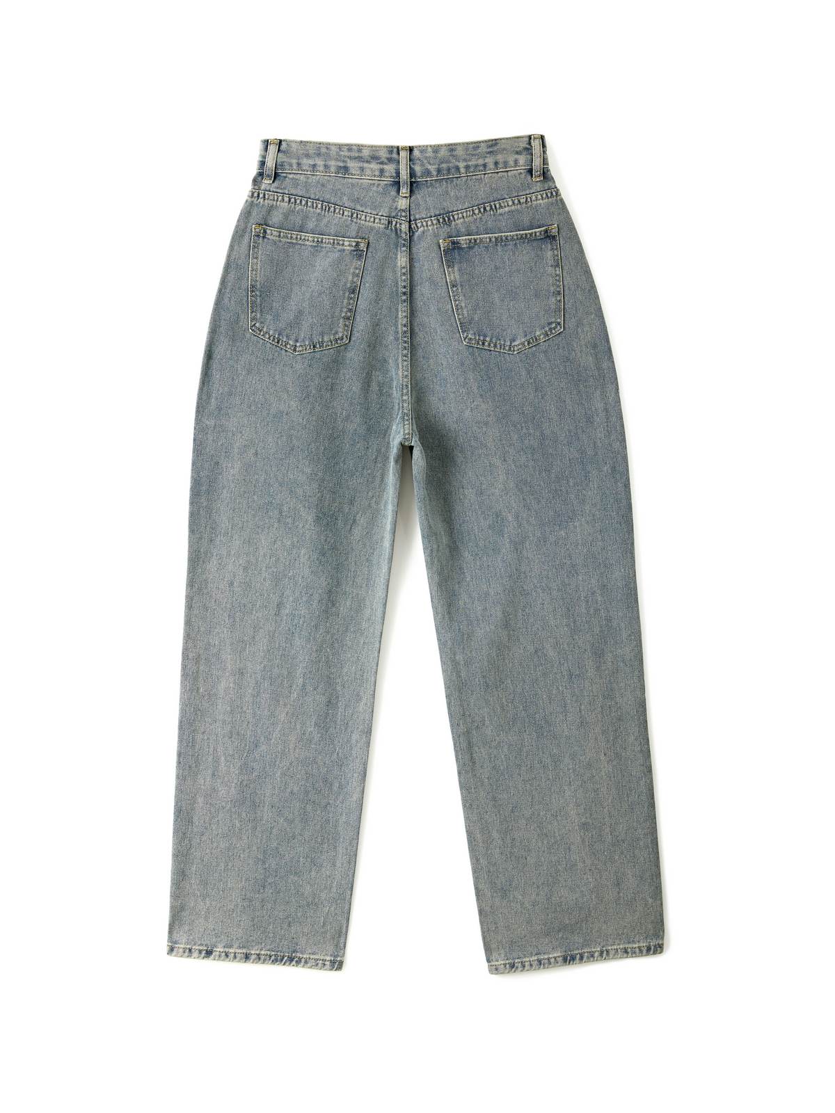 Vintage Wash Baggy Wide Leg Denim Jeans 10