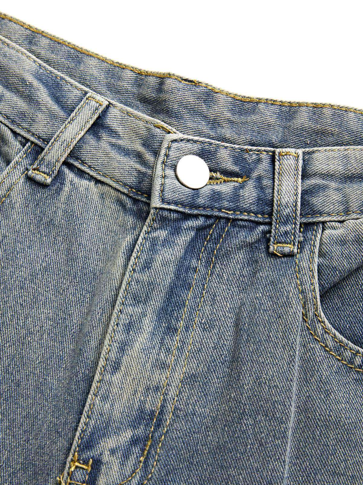 Vintage Wash Baggy Wide Leg Denim Jeans 11