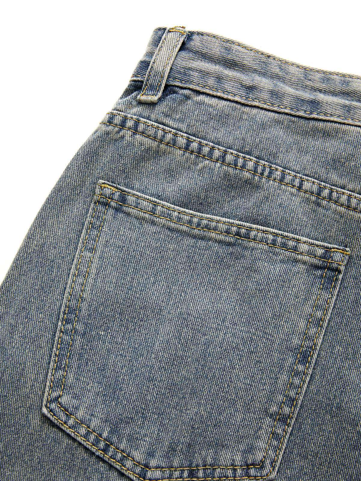 Vintage Wash Baggy Wide Leg Denim Jeans 13