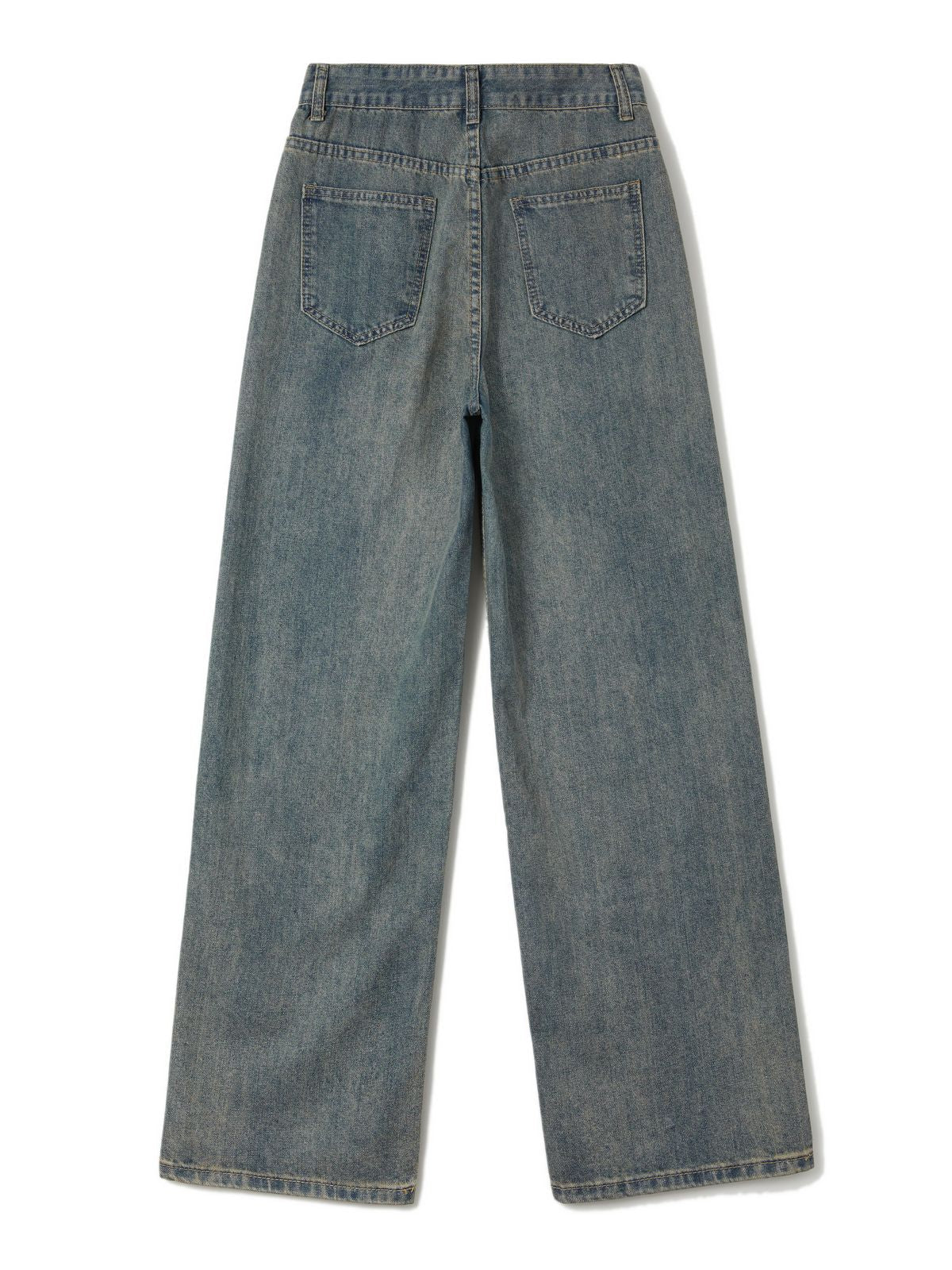Vintage Wash Baggy Wide Leg Denim Jeans 32