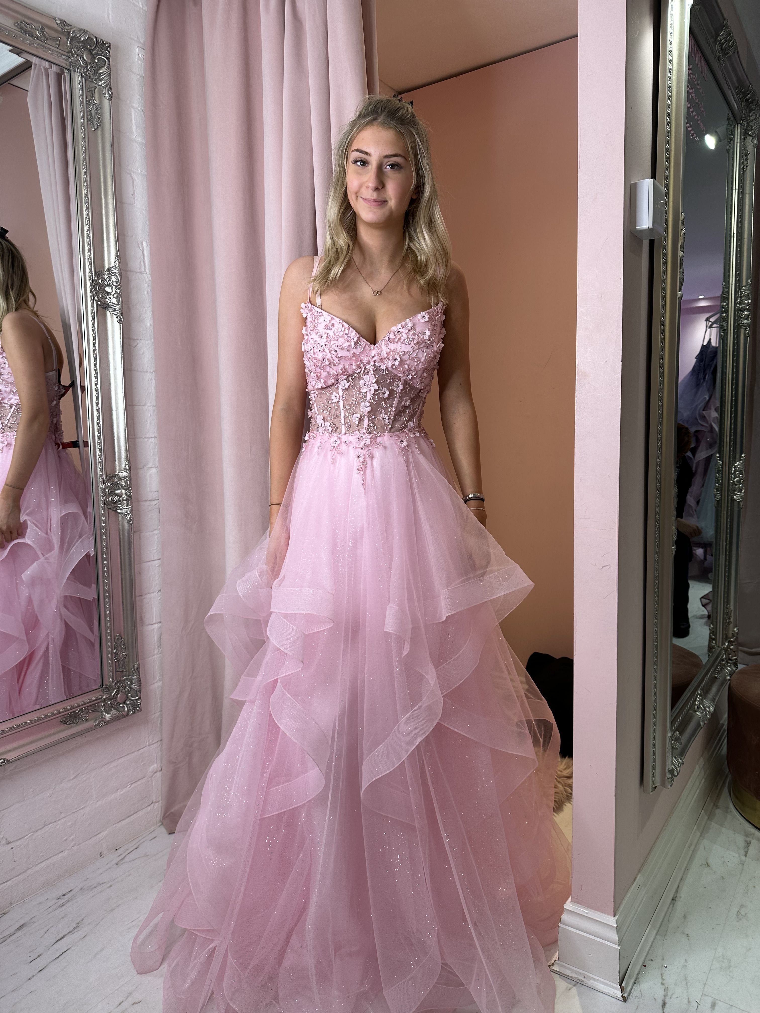 A-Line Pink Prom Dresses Princess Dress Formal Floor Length cc871