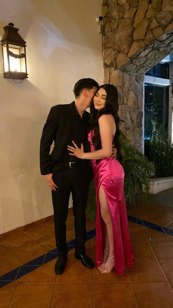 Fashion Satin Beaded Mermaid Prom Dress Slit Evening Party Gown cc1925