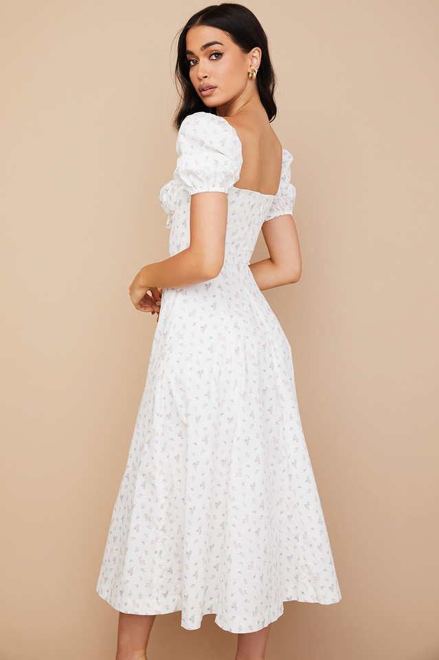 Tallulah Flower Puff Sleeve Midi Dress
