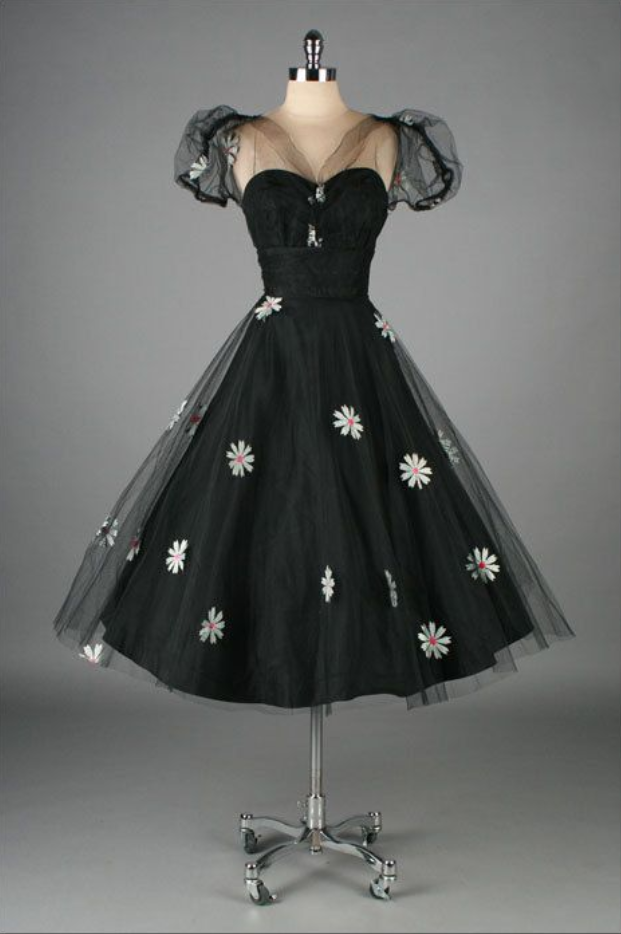 1950S Vintage Ball Gown Homecoming Dresses Crew Neck Black Mini Short Cocktail Dress Party Gowns Prom Dress fg2479