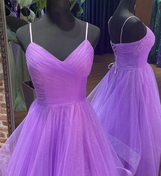 2024 Straps Sparkly A-line Long Prom Dress fg5307