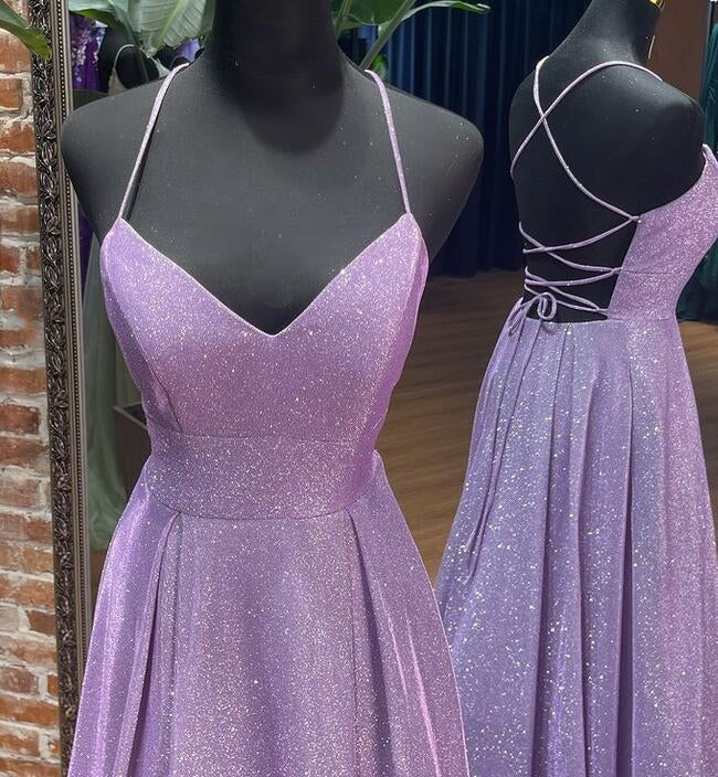 2024 Straps Sparkly A-line Long Prom Dress fg5307
