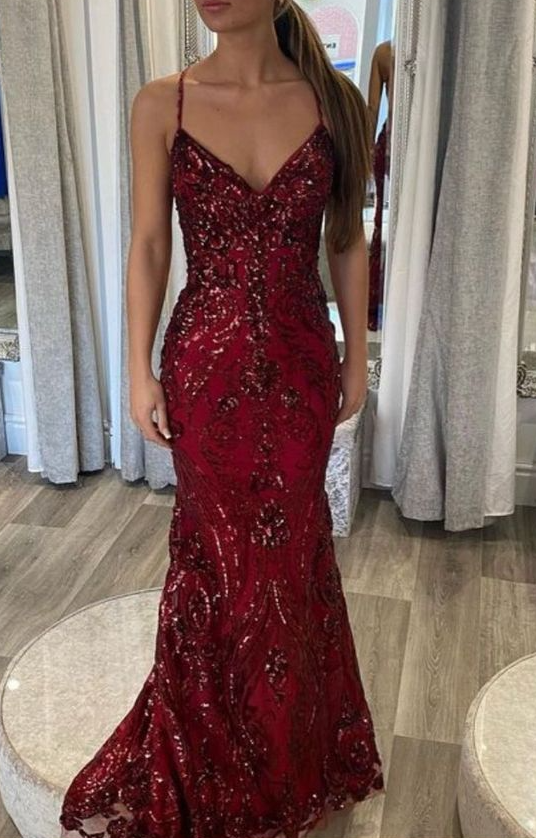 Designer Spaghetti Straps Long Mermaid Sleeveless Prom Dress