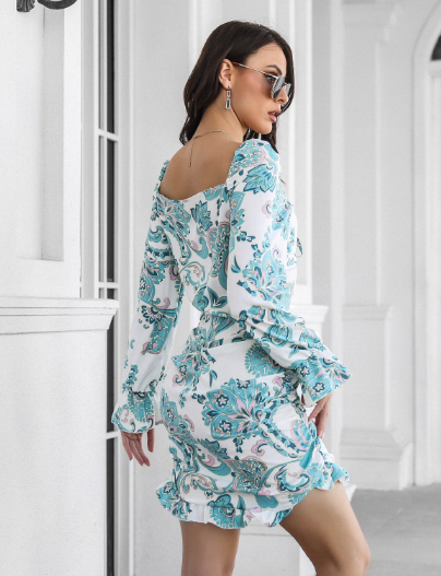 Ruffled Skirt With Printed Word Collar