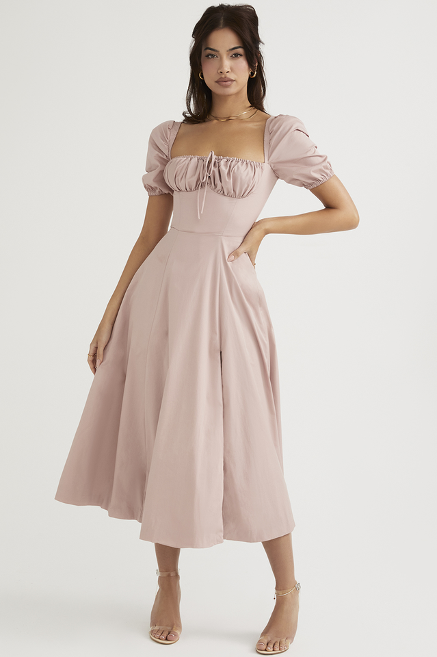 Tallulah Flower Puff Sleeve Midi Dress