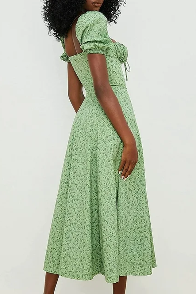 Tallulah Flower Puff Sleeve Midi Dress