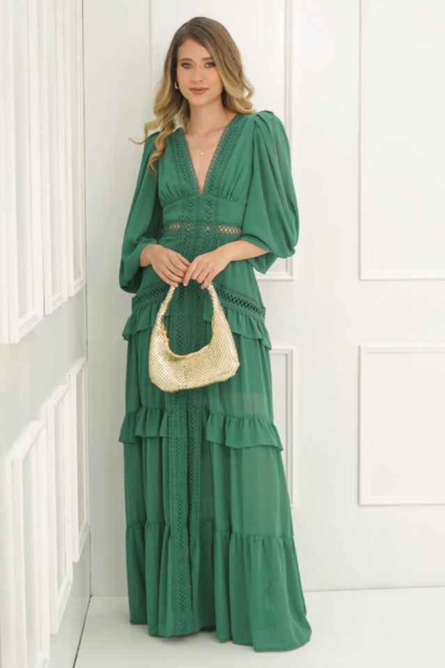 Lorie Long Sleeve Ruffle Gown 11
