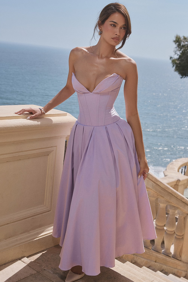 Black Lady Strapless Midi Dress