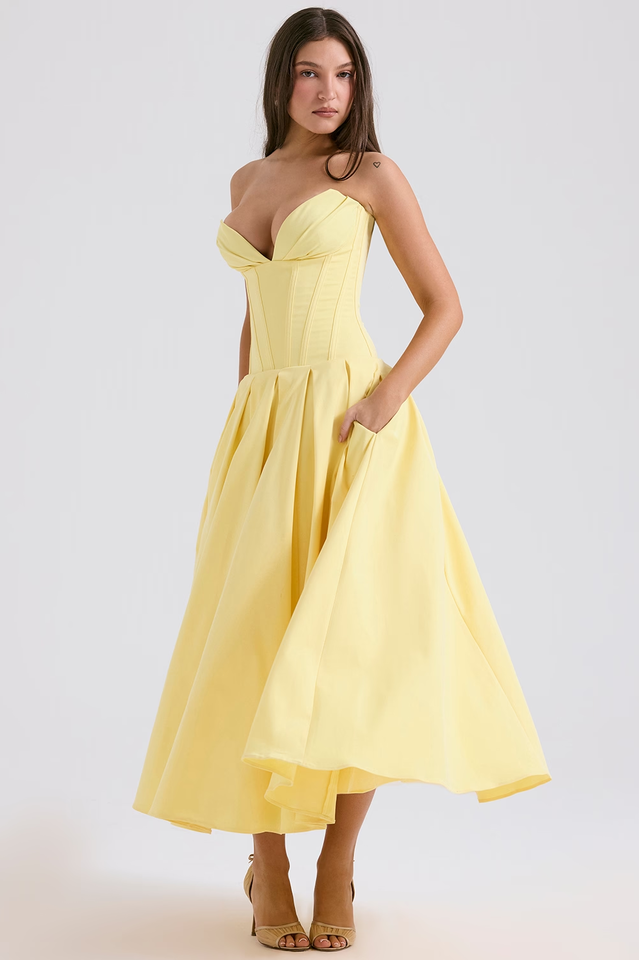 Black Lady Strapless Midi Dress