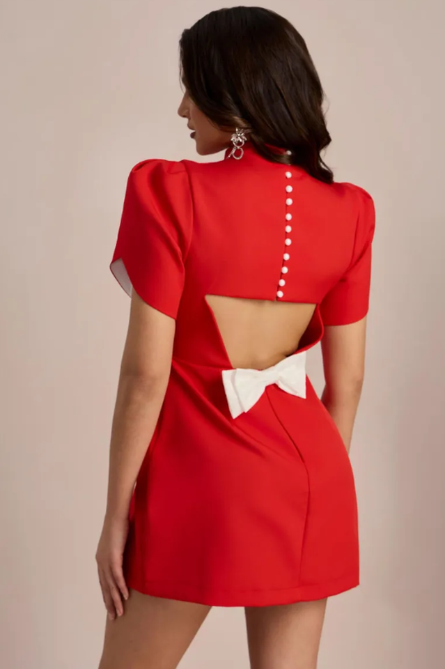 Adela Cut-out Bowknot Mini Dress
