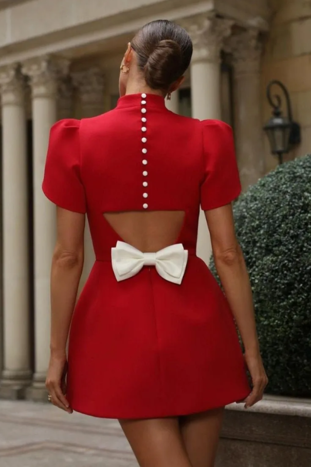 Adela Cut-out Bowknot Mini Dress