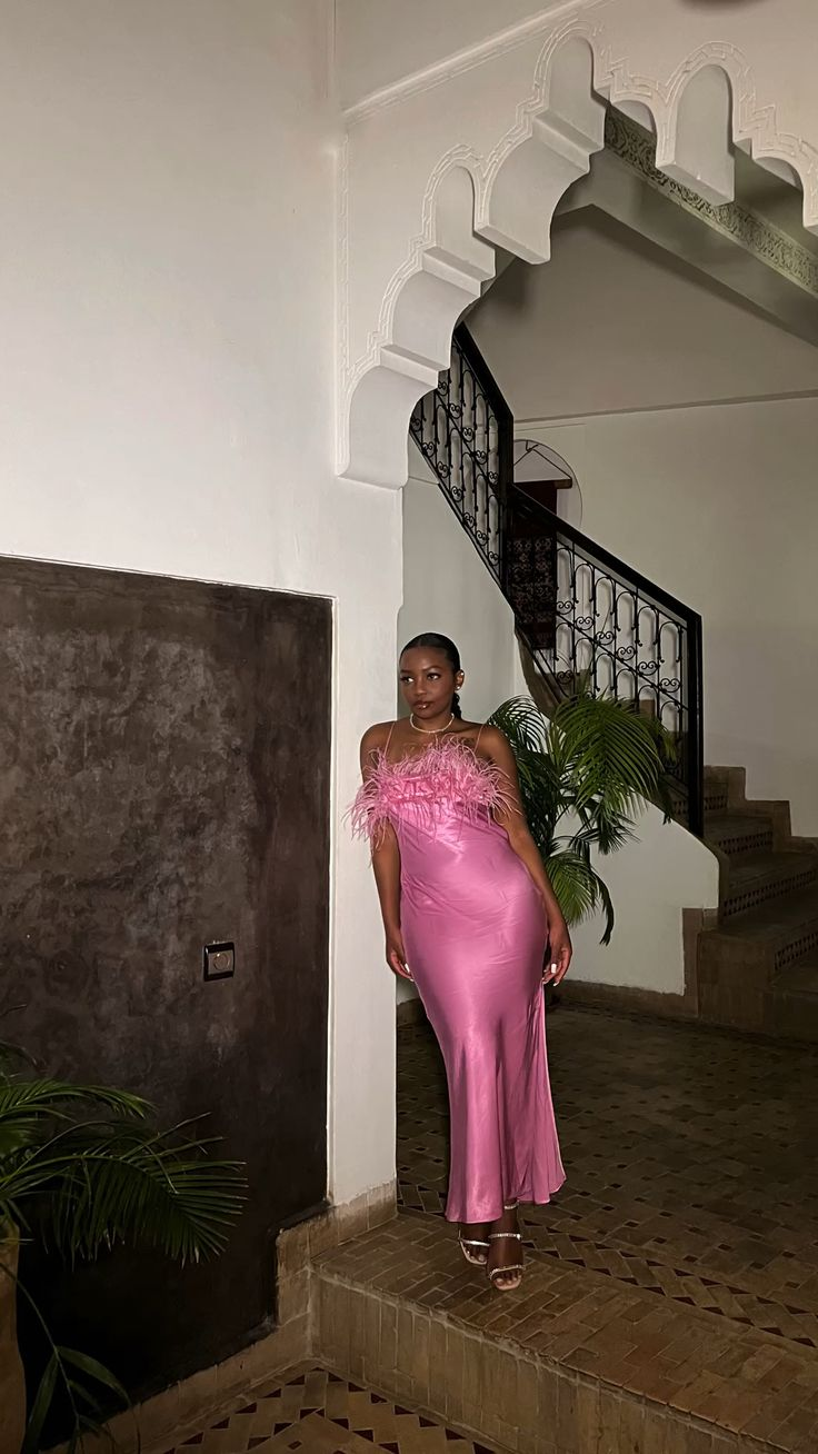 Classy Pink Evening Dress,Pink Formal Gown cc769