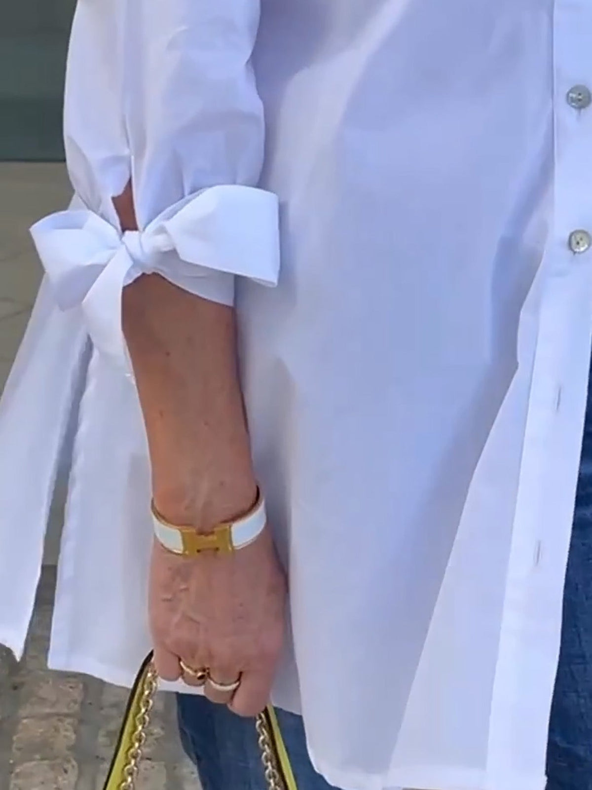 Stand Collar Tie Sleeve Longline Button Down Shirt
